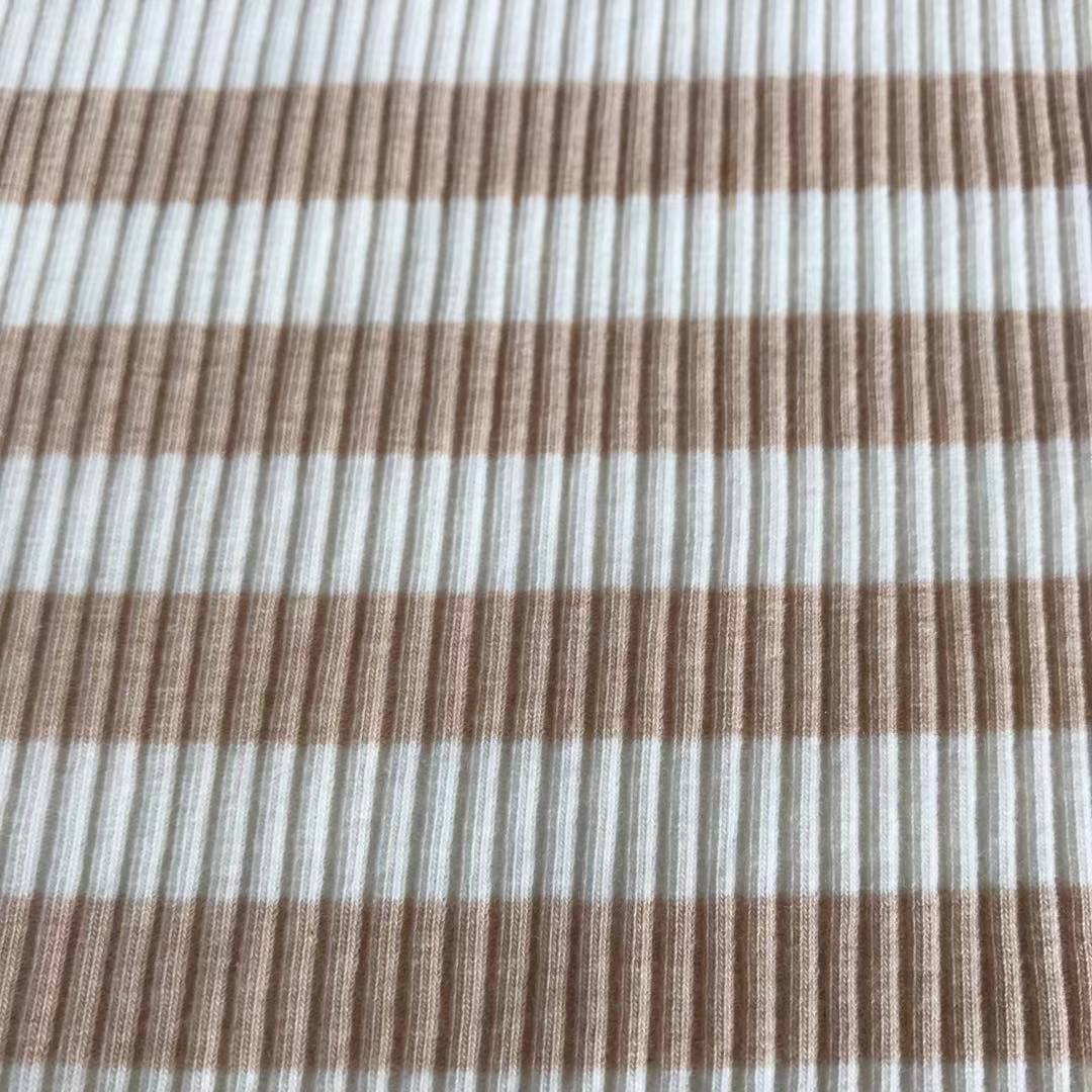 2022 Textile Organic cotton Spandex Yarn Dyed Jersey Rib Fabric Factory