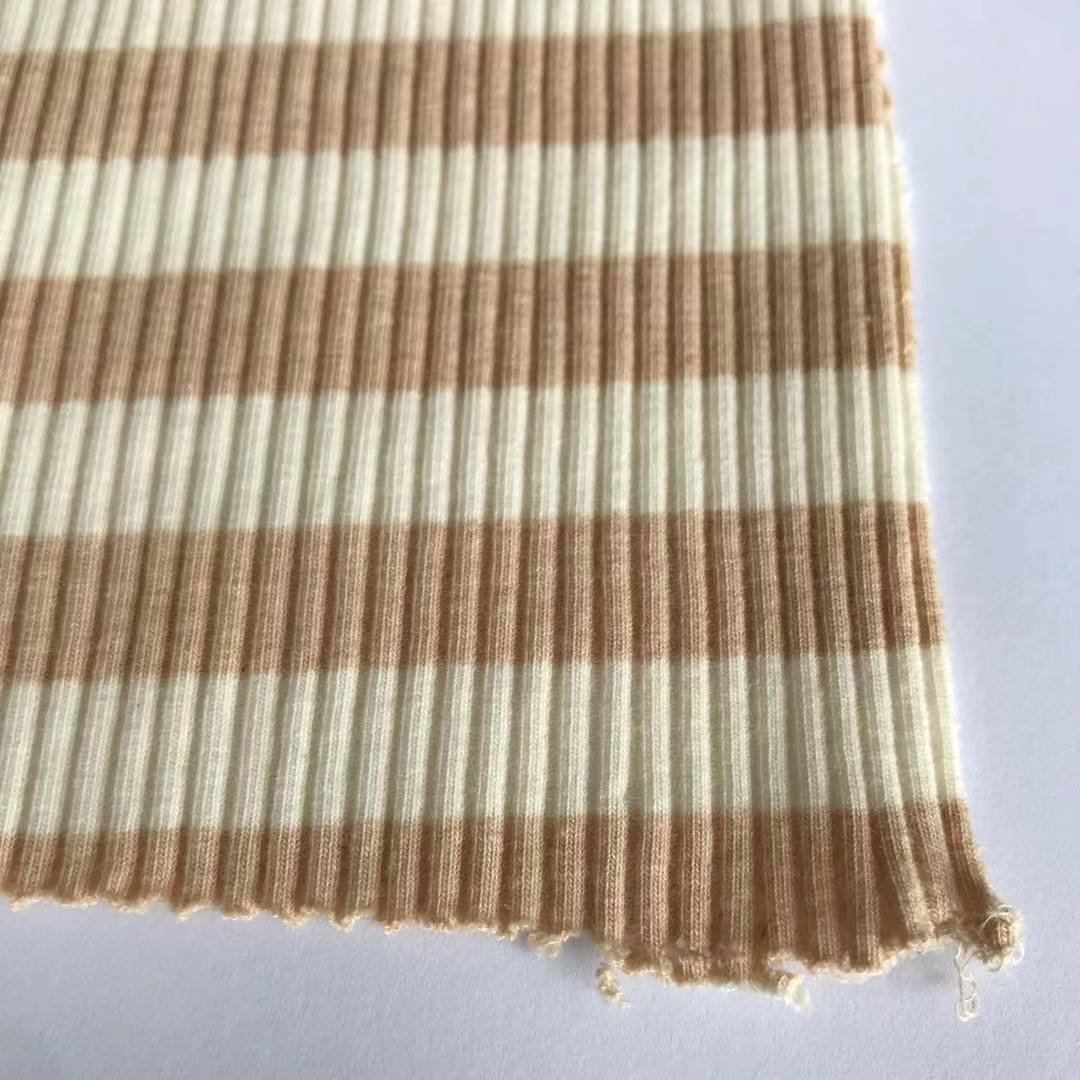 2022 Textile Organic cotton Spandex Yarn Dyed Jersey Rib Fabric Factory