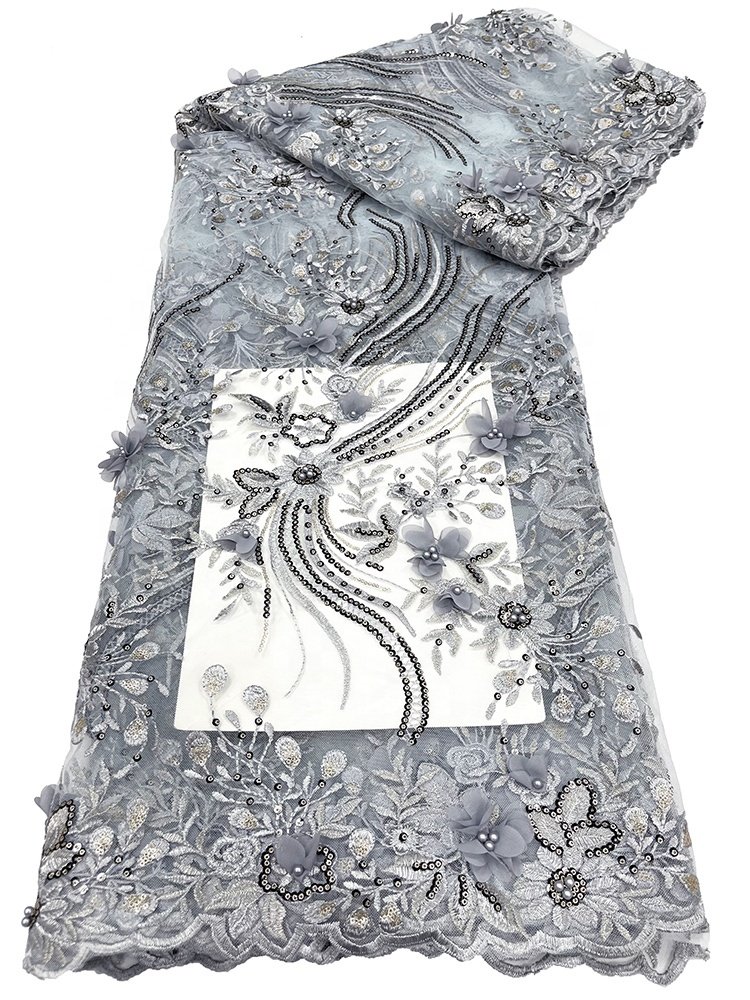 lace fabric factory wholesale bridal luxury 3d flowers embroidery fabric tulle lace fabric
