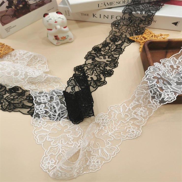 2024 Hot selling sequin lace mesh embroidery lace decoration women's underwear bra long lace evening dress women's long skirt