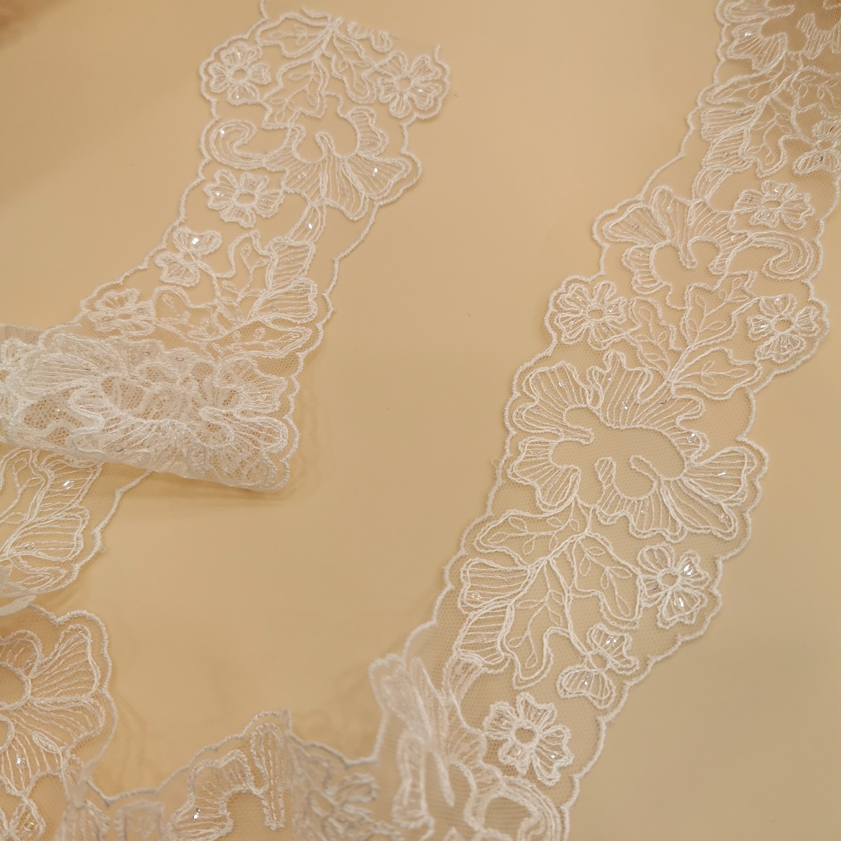 2024 Hot selling sequin lace mesh embroidery lace decoration women's underwear bra long lace evening dress women's long skirt