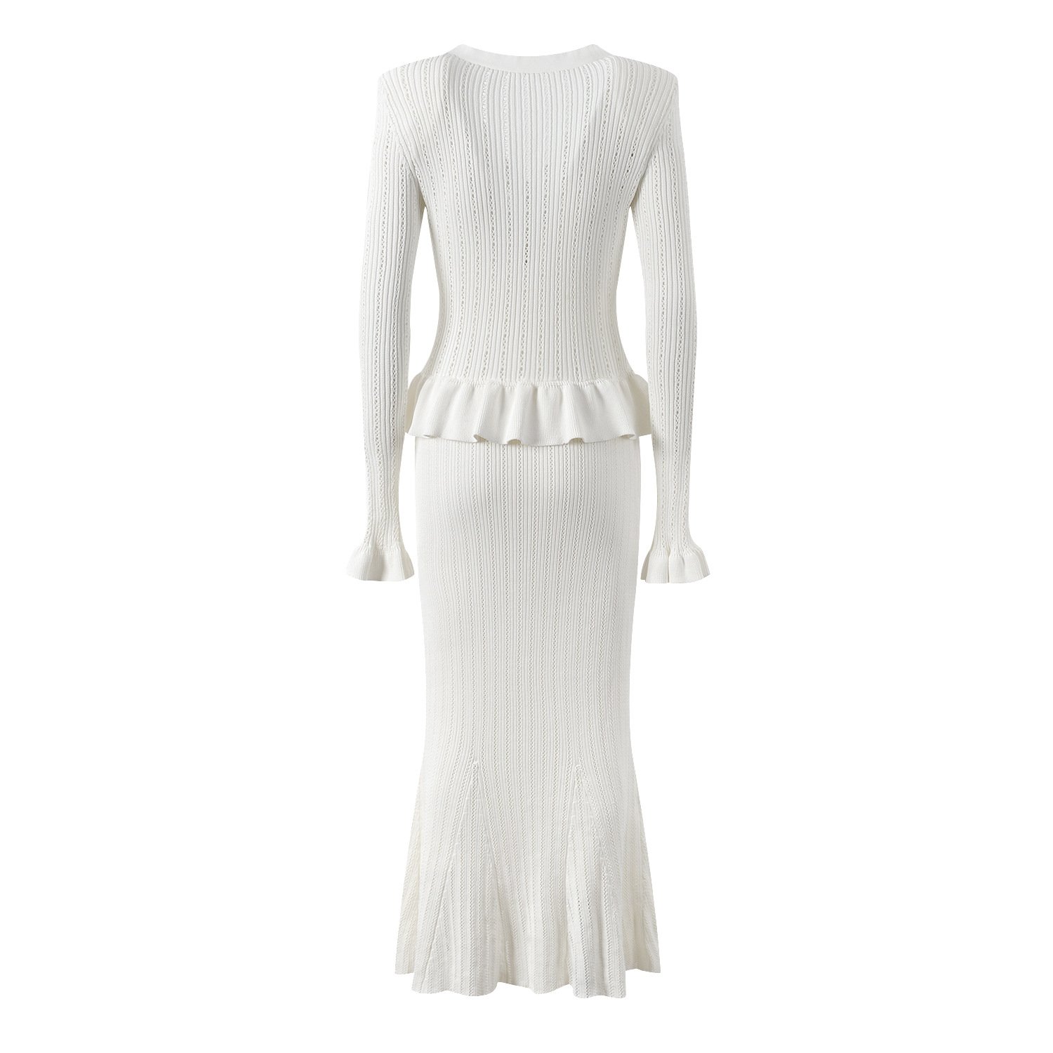 2024 new arrivals designer dress ruffle flared dress fashionable knitted ribbed dress