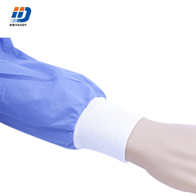 Disposable Non-Woven Gown with Polyester or Cotton Knitting Rib Cuff Fabric Polyester Rib Knit for Surgical Gowns