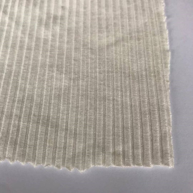 94% organic cotton and 6% spandex knitted 2x2 rib fabric for summer for vest
