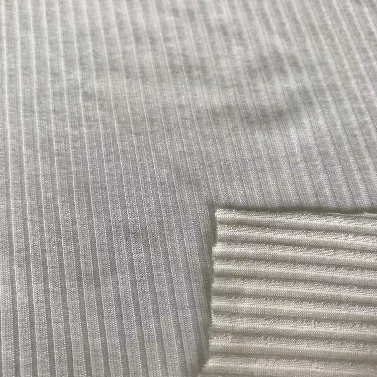 94% organic cotton and 6% spandex knitted 2x2 rib fabric for summer for vest