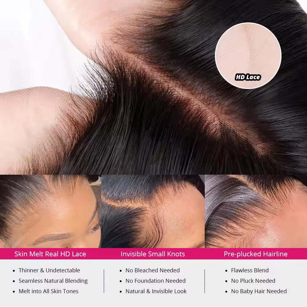 Raw 13x6 Straight Indian Hair Wigs Human Hair Glueless Full HD Transparent Lace Front Wigs Bone Straight Remy Hair HD Lace Wig