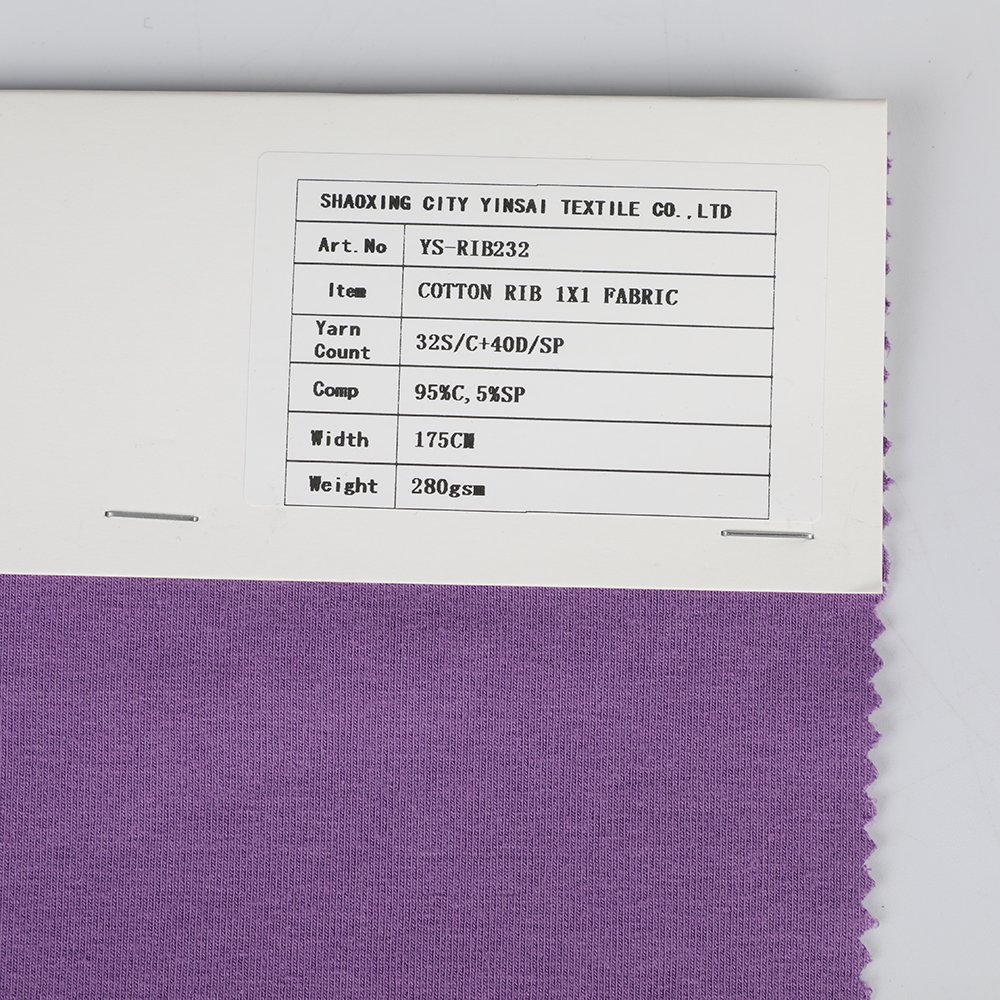 New Innovation Rib colth Customize Colors 95%C 5%Sp Cotton Rib 1*1Fabric for T-shirt