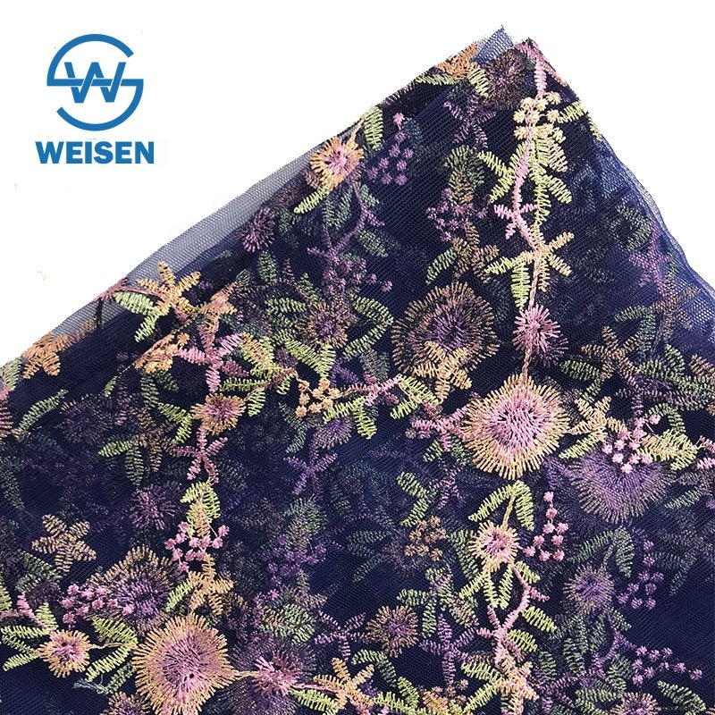 Embroidered Lace Flat Net Organza Tulle Guipure Flower Embroidery Fabric