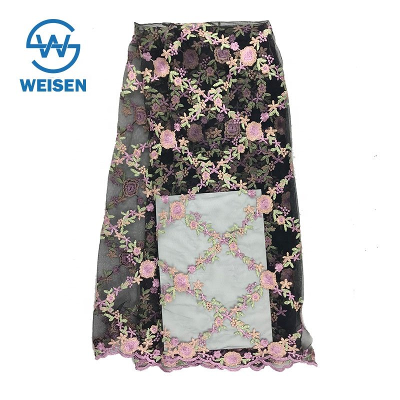 Embroidered Lace Flat Net Organza Tulle Guipure Flower Embroidery Fabric