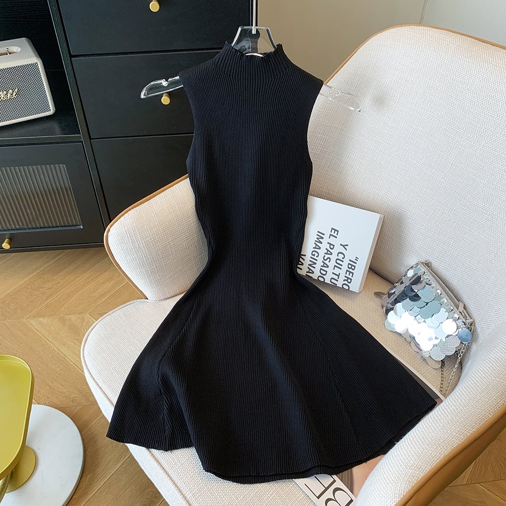Off Shoulder High Waist Slim Summer Elegant Mini Dress Stretch Ribbed Knitted A Line Solid High Waist Short Dress