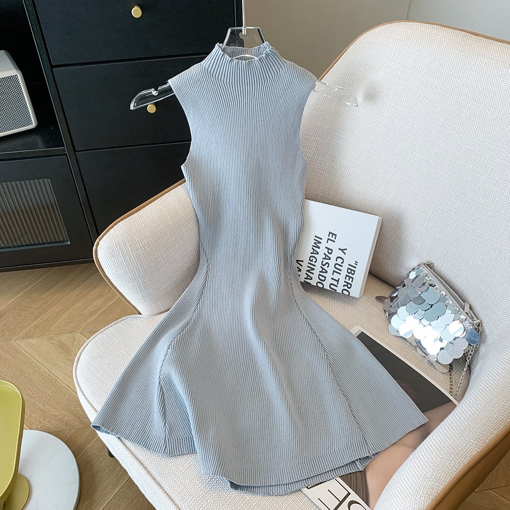 Off Shoulder High Waist Slim Summer Elegant Mini Dress Stretch Ribbed Knitted A Line Solid High Waist Short Dress