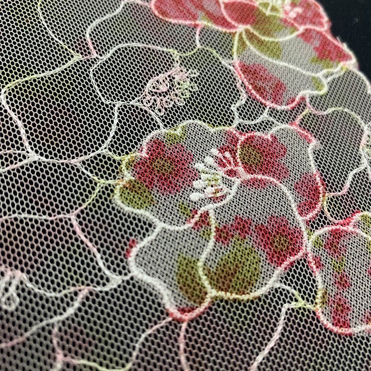 Beautiful Printing mesh fabric 19cm pink white double layer tulle tulle fabric