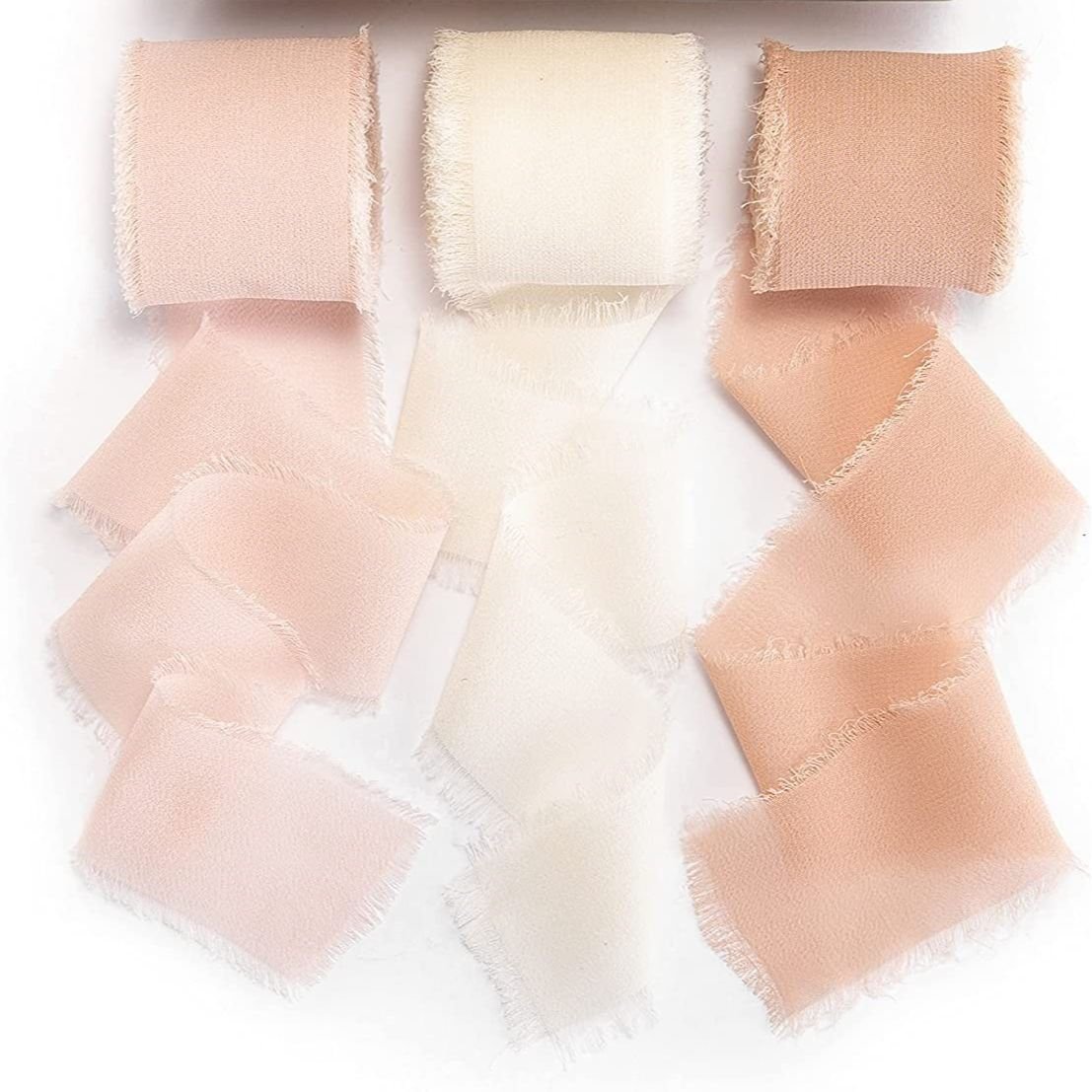 Wholesale ins fashion style handmade rough edge chiffon silk ribbon chiffon fabric ribbons for gift packing
