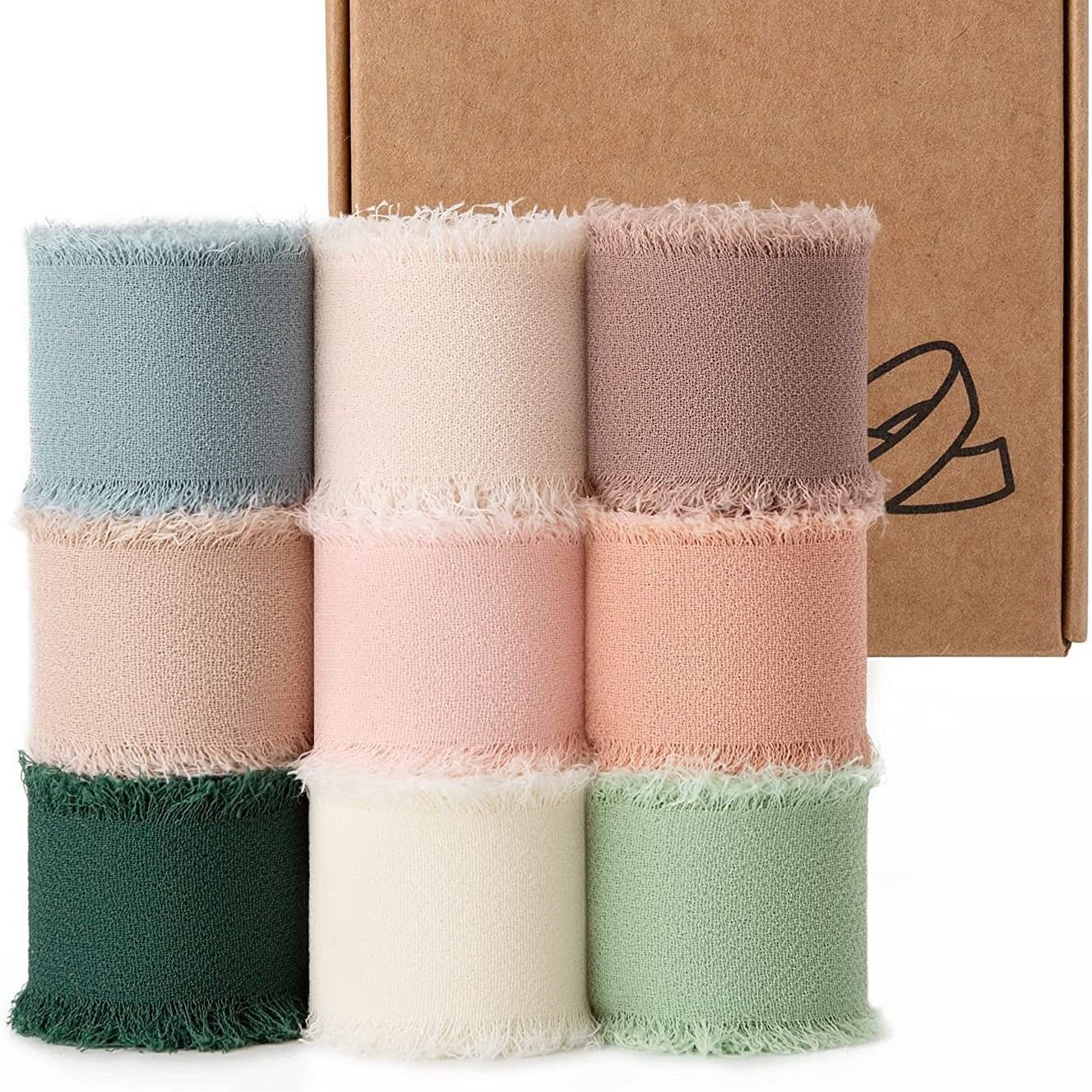 Wholesale ins fashion style handmade rough edge chiffon silk ribbon chiffon fabric ribbons for gift packing