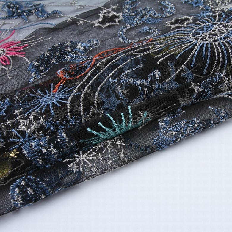 HA-16297 New fashion multi color mesh knit luxury embroidery tulle lace fabric for apparel