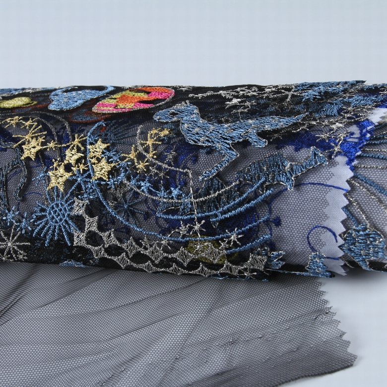 HA-16297 New fashion multi color mesh knit luxury embroidery tulle lace fabric for apparel