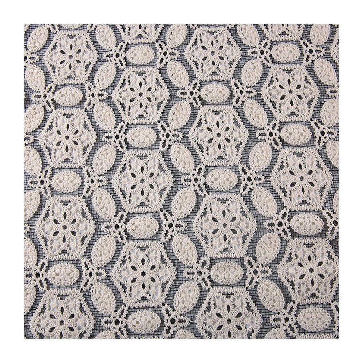 HA-18987 Soft Comfortable Knitted 100% Cotton Cord Chemical Lace Embroidery Fabric For Dress