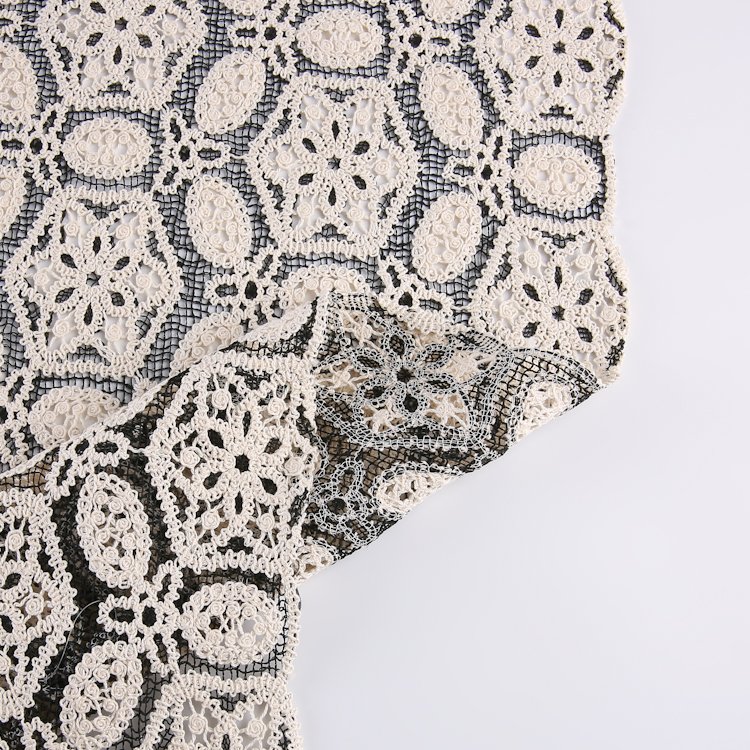 HA-18987 Soft Comfortable Knitted 100% Cotton Cord Chemical Lace Embroidery Fabric For Dress