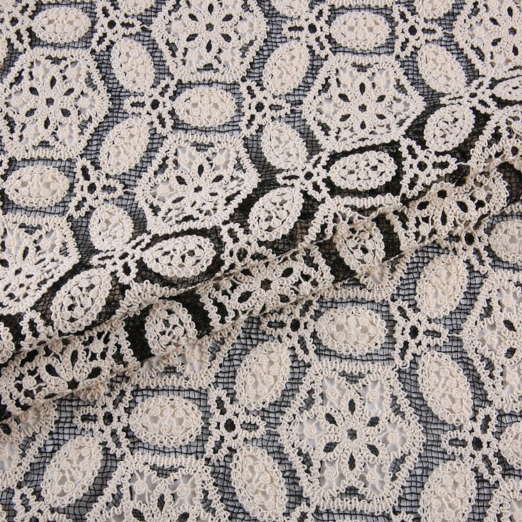 HA-18987 Soft Comfortable Knitted 100% Cotton Cord Chemical Lace Embroidery Fabric For Dress