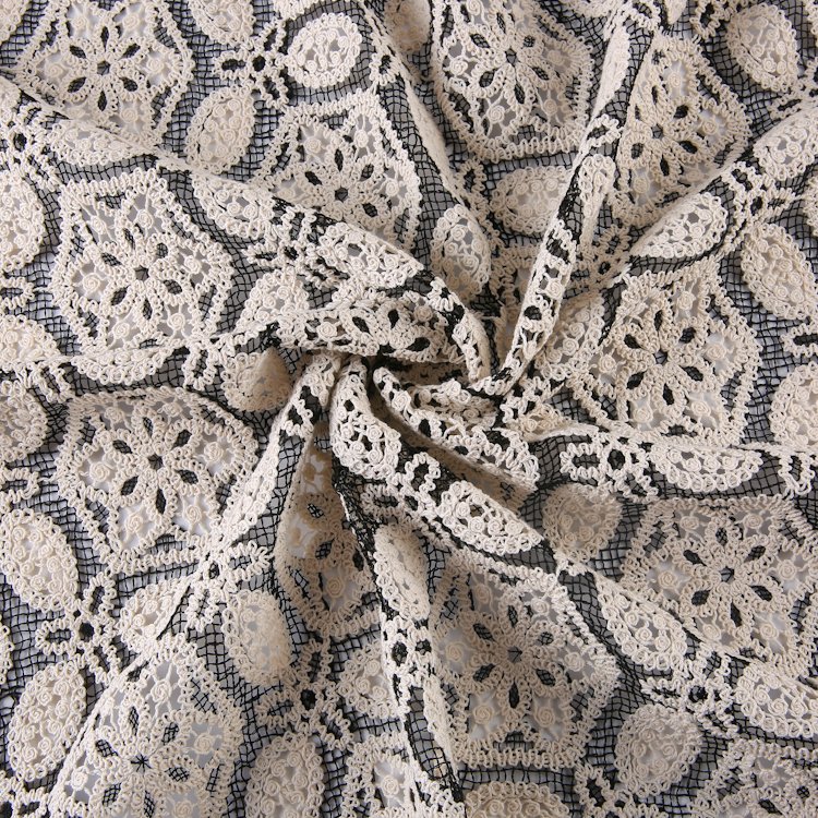 HA-18987 Soft Comfortable Knitted 100% Cotton Cord Chemical Lace Embroidery Fabric For Dress