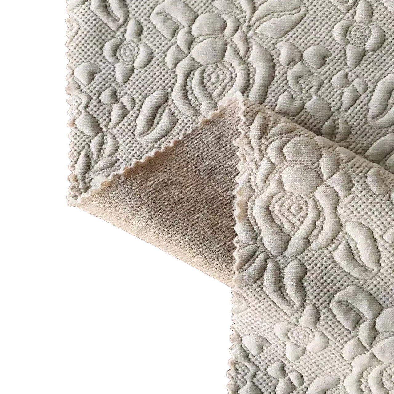 Wholesale Fashion Embossed Flower Stretch 95% Polyester 5% Spandex Knitted Padding Quilted Jacquard Fabric