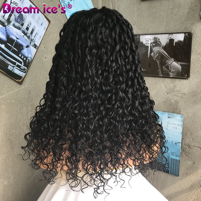 XISHIXIU HAIR Wholesale Price Natural Wig Human Hair Blend Black Long Curl Lace Front Wigs Middle Part Wigs for woman