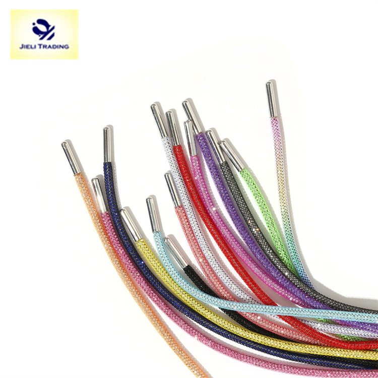 Jieli DIY 6mm rainbow Diamond Shoe Laces Diamond Lace Charms Shoelace Shoe Decorations Shoelaces wholesale