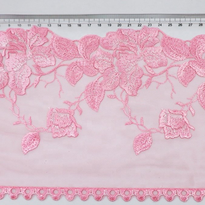 OEM Factory Customized Pink Double sided Mesh Embroidery Pattern Mesh Embroidery
