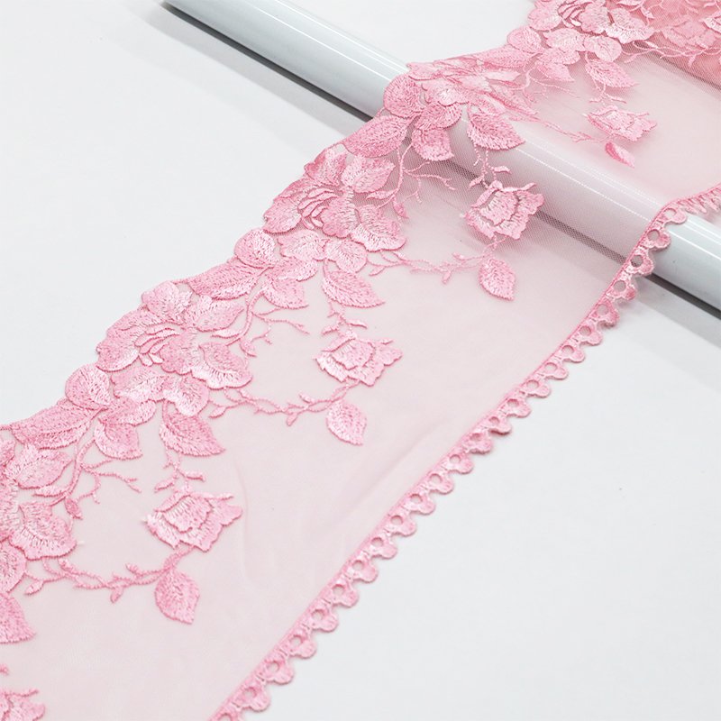 OEM Factory Customized Pink Double sided Mesh Embroidery Pattern Mesh Embroidery