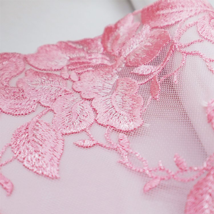 OEM Factory Customized Pink Double sided Mesh Embroidery Pattern Mesh Embroidery