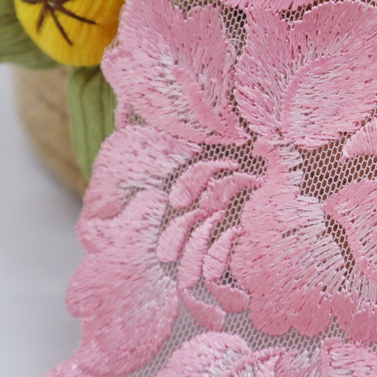 OEM Factory Customized Pink Double sided Mesh Embroidery Pattern Mesh Embroidery