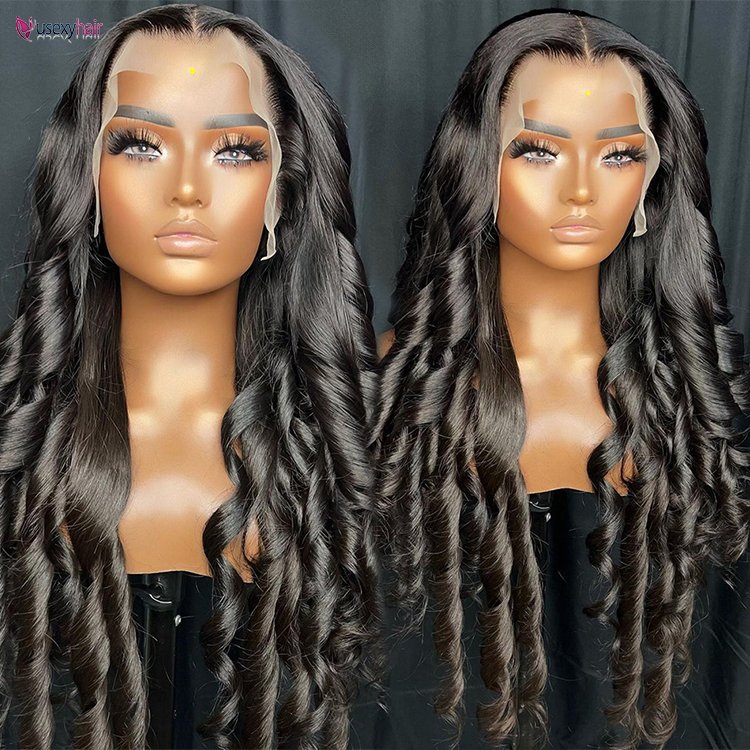 Bouncy Curls Raw Vietnamese 13*4 Lace Frontal Full HD Glueless Wig Double Drawn Virgin Brazilian Human Hair Wigs for Black Women
