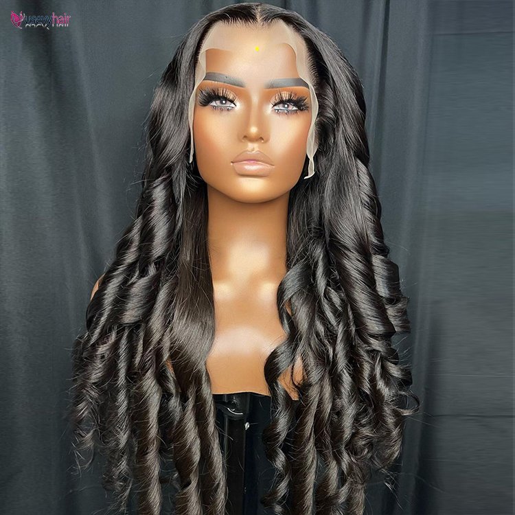Bouncy Curls Raw Vietnamese 13*4 Lace Frontal Full HD Glueless Wig Double Drawn Virgin Brazilian Human Hair Wigs for Black Women