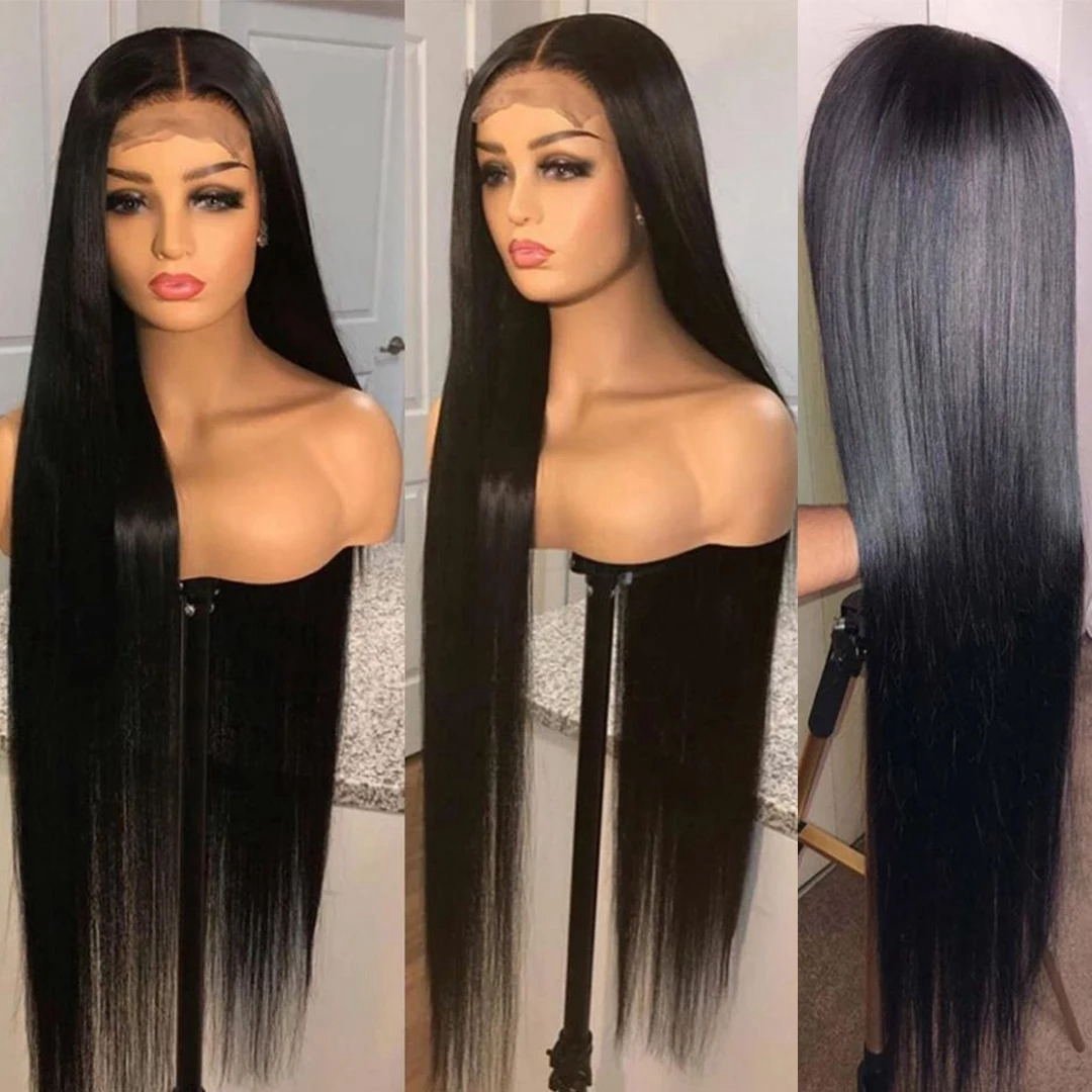 Ready To Ship 30Inch Straight Remy Human Hair Wig For Black Women Cheap 13x4 Transparent Lace Front Wigs