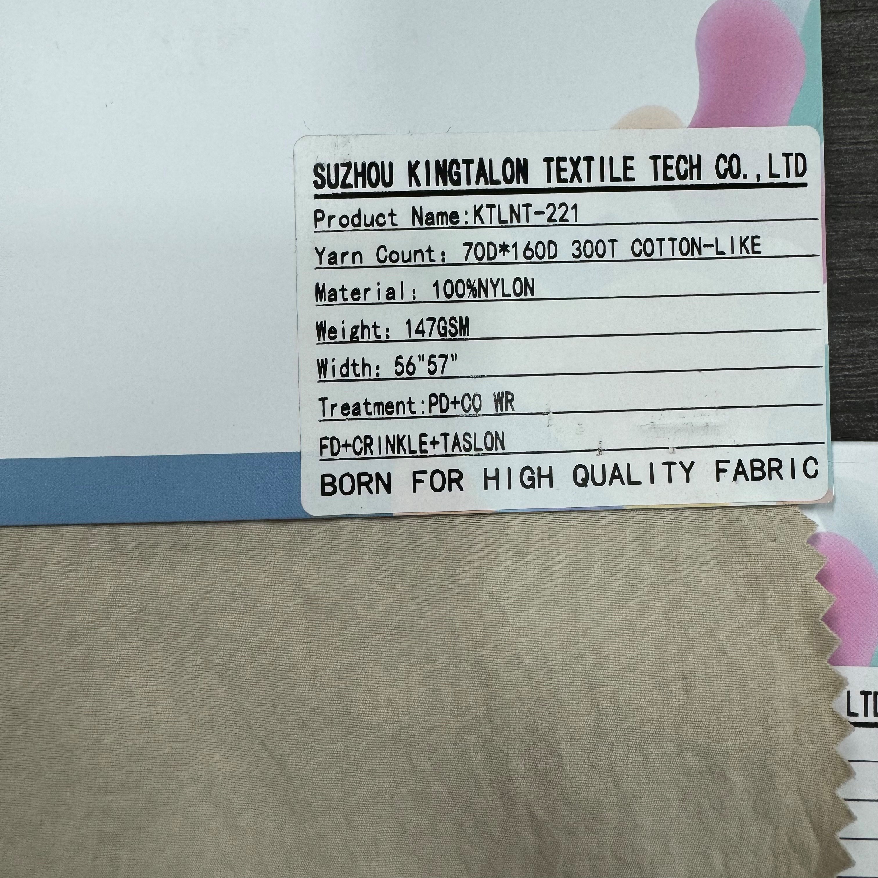 70D*160D NYLON TAFFETA CRINKLE TASLON FABRIC FOR WINTER JACKET RECYCLED/ECO- FABRIC FOR DOWNJACKET