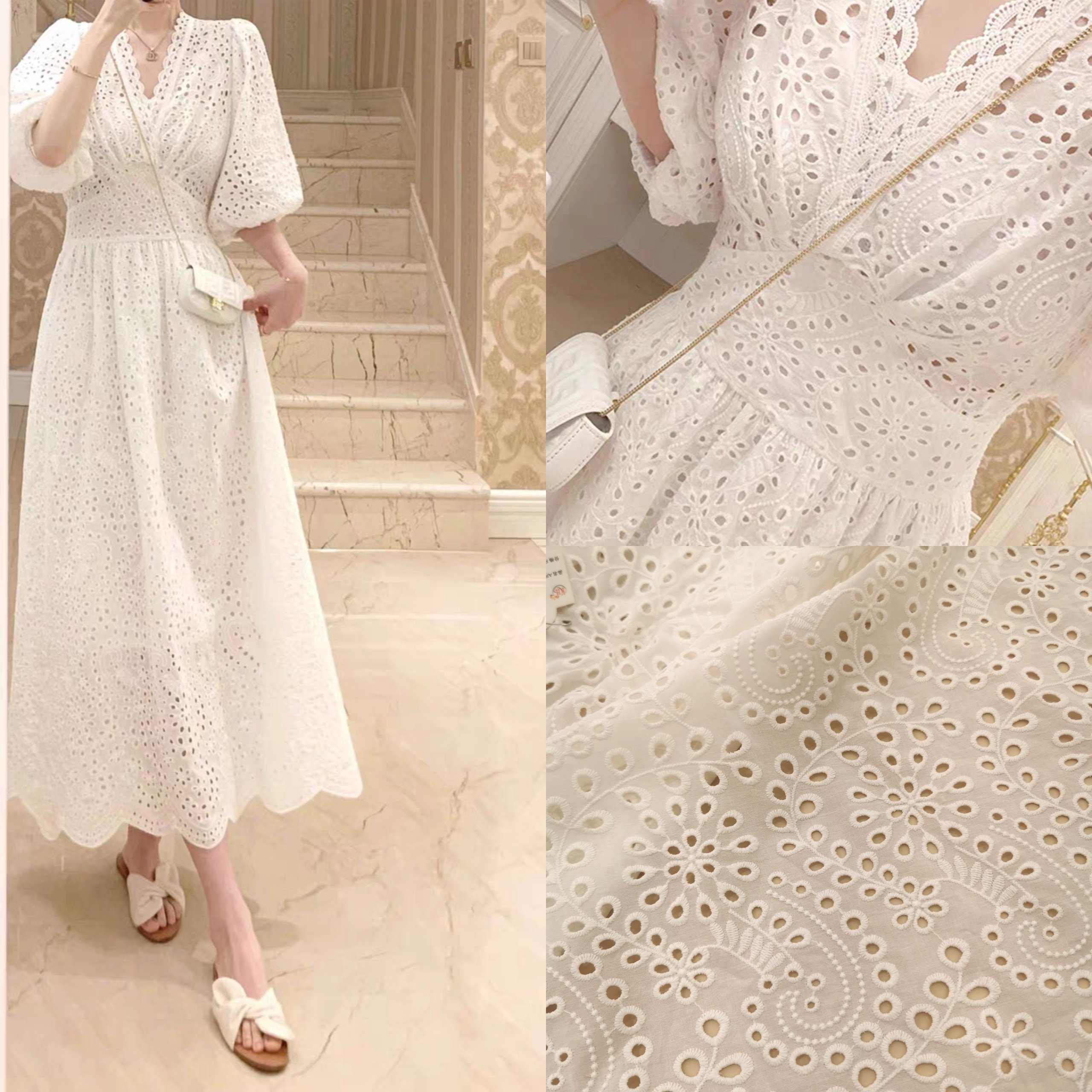 New fashionable skin-friendly soft European bridal dress fabric Dubai white guipure lace embroidery lace fabric wedding lace