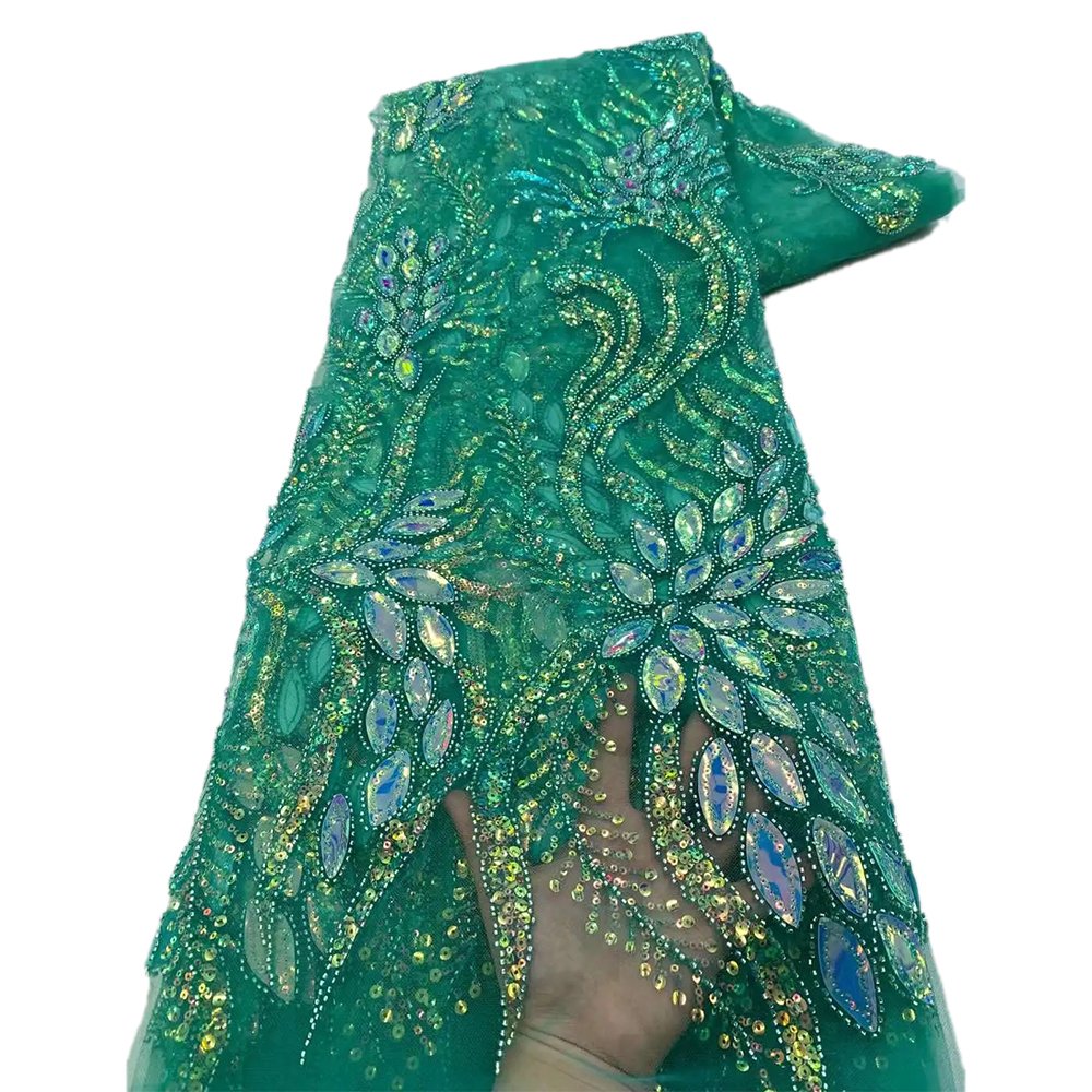 NI.AI Luxury Beaded Lace Fabric French Net Lace With Sequin Fabric Colored Sequin Fabric for Dress