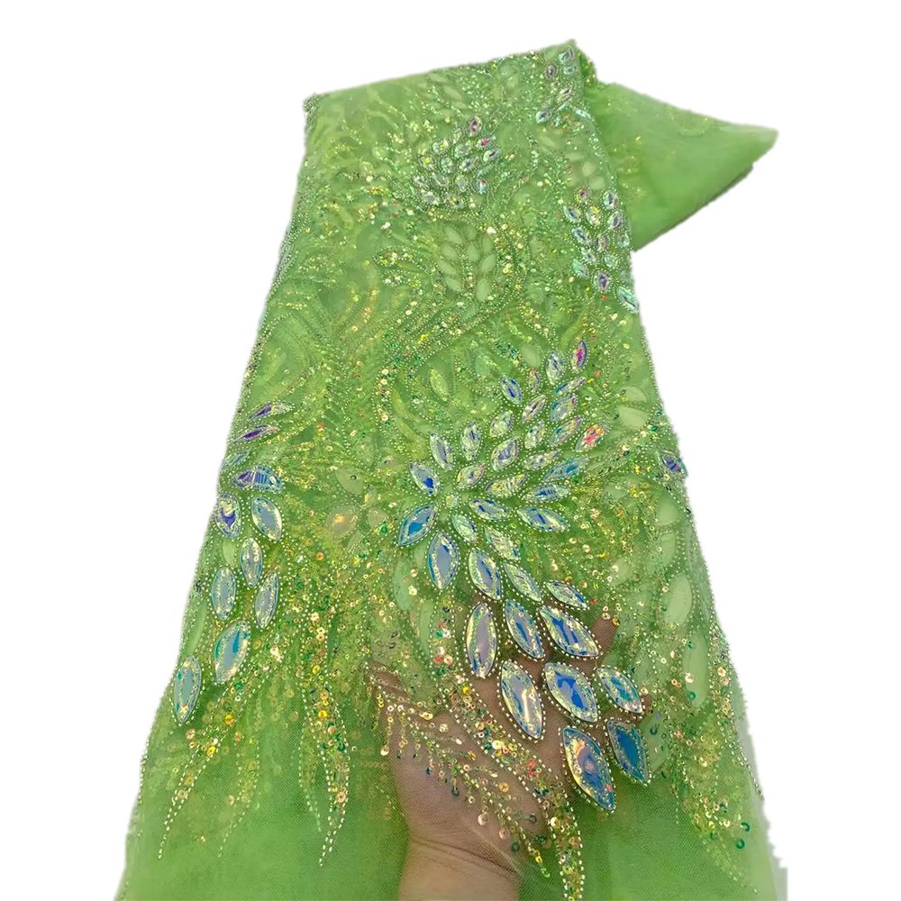 NI.AI Luxury Beaded Lace Fabric French Net Lace With Sequin Fabric Colored Sequin Fabric for Dress