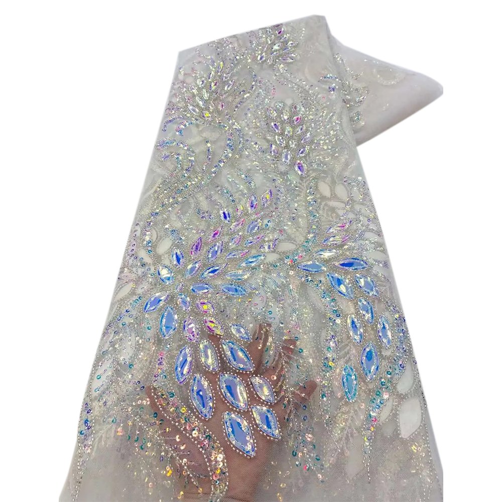 NI.AI Luxury Beaded Lace Fabric French Net Lace With Sequin Fabric Colored Sequin Fabric for Dress