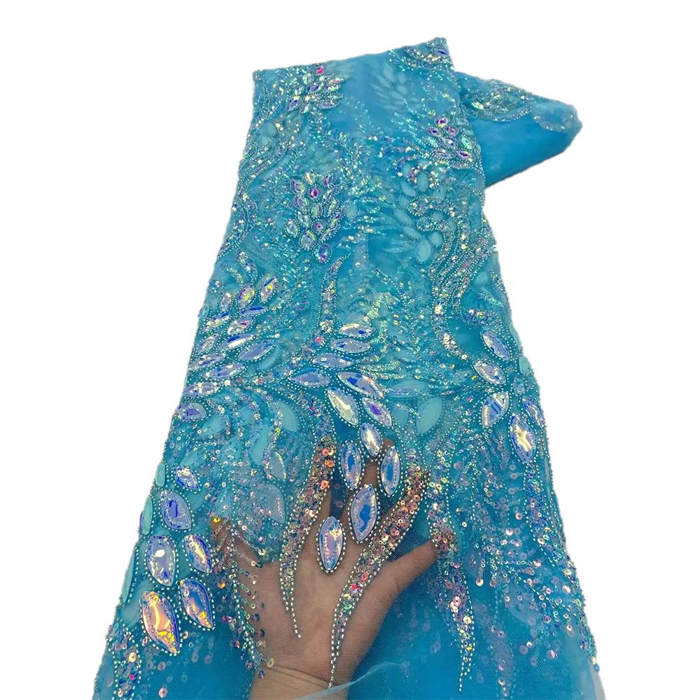 NI.AI Luxury Beaded Lace Fabric French Net Lace With Sequin Fabric Colored Sequin Fabric for Dress