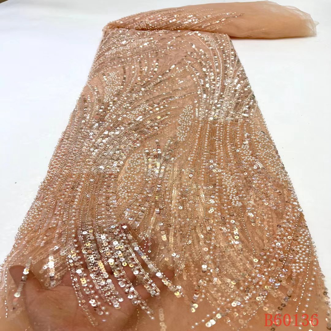 Luxury Sequin Embroidery Nigerian Women Party Dress lace fabric