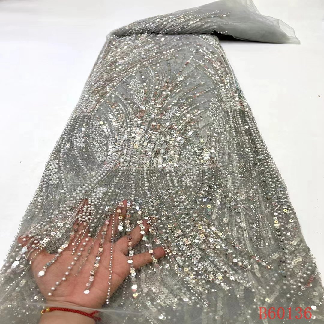 Luxury Sequin Embroidery Nigerian Women Party Dress lace fabric