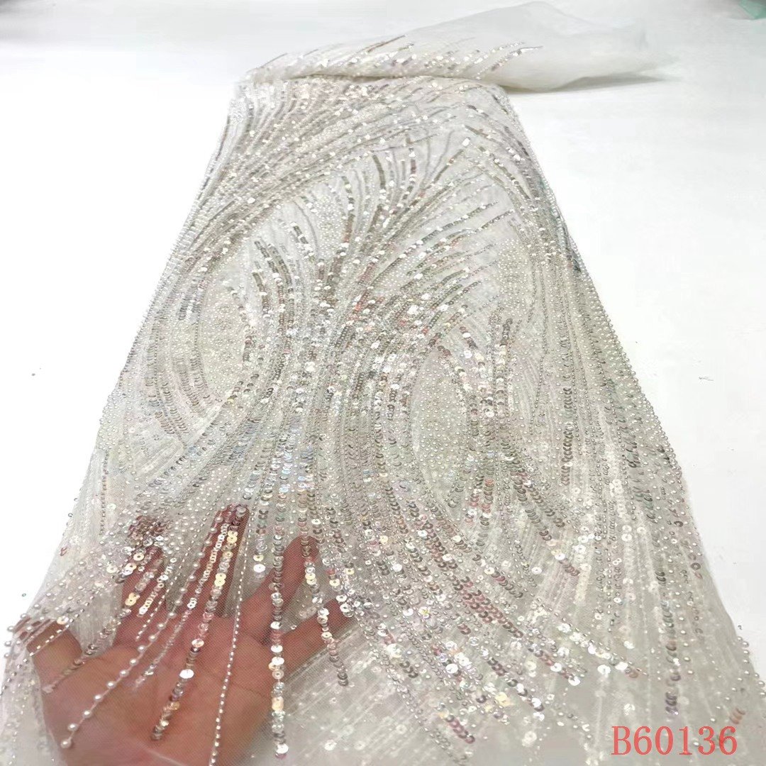 Luxury Sequin Embroidery Nigerian Women Party Dress lace fabric