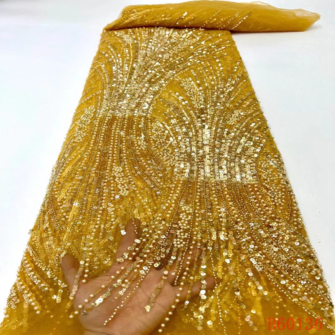 Luxury Sequin Embroidery Nigerian Women Party Dress lace fabric
