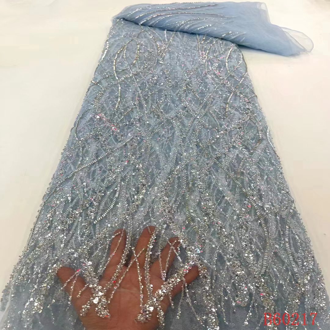 Luxury Sequin Embroidery Nigerian Women Party Dress lace fabric