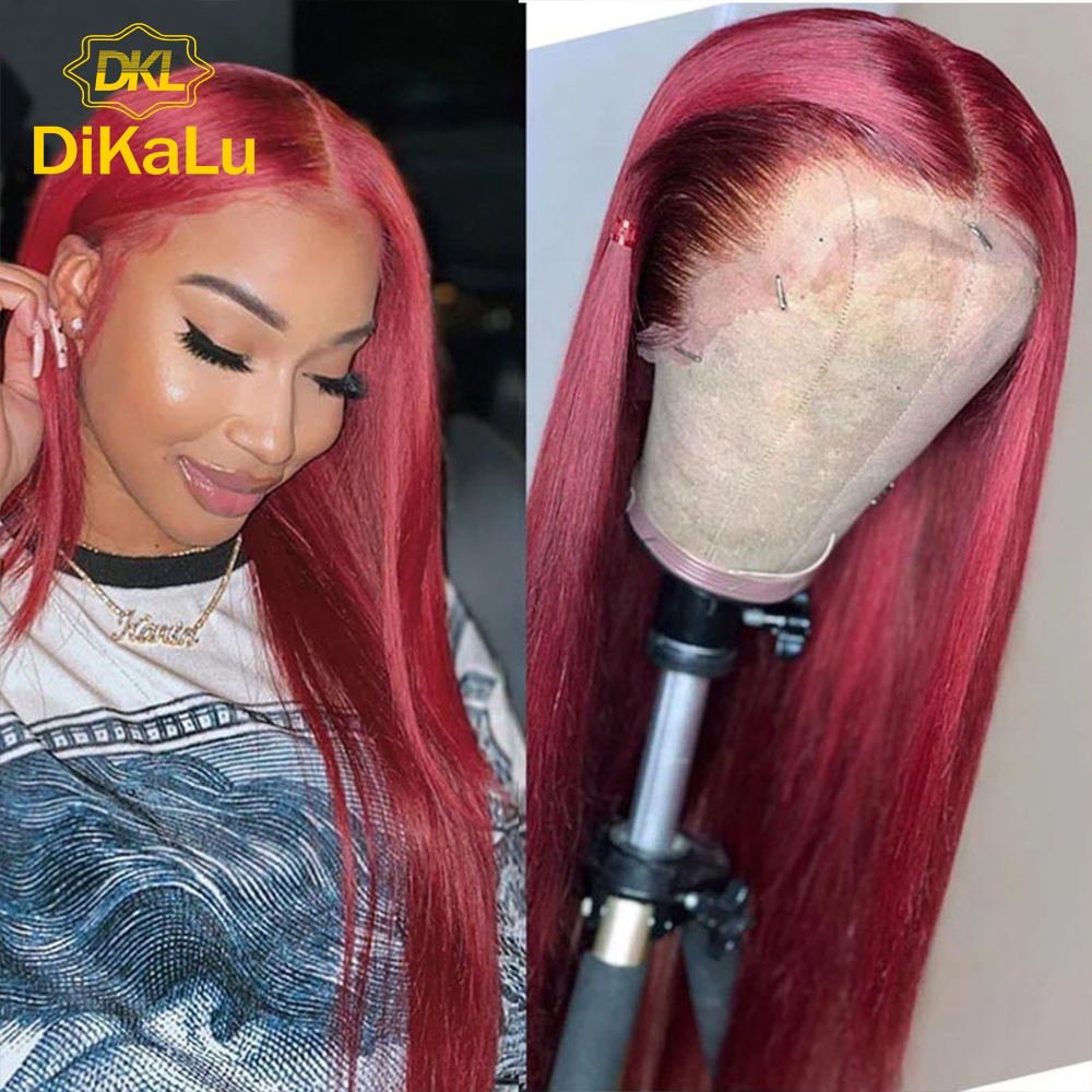 Transparent Malaysian Body Wave Wig 99J Red Burgundy Pre-Plucked Human Hair Wigs 180% Remy Hair Lace Frontal Wig For Black Women