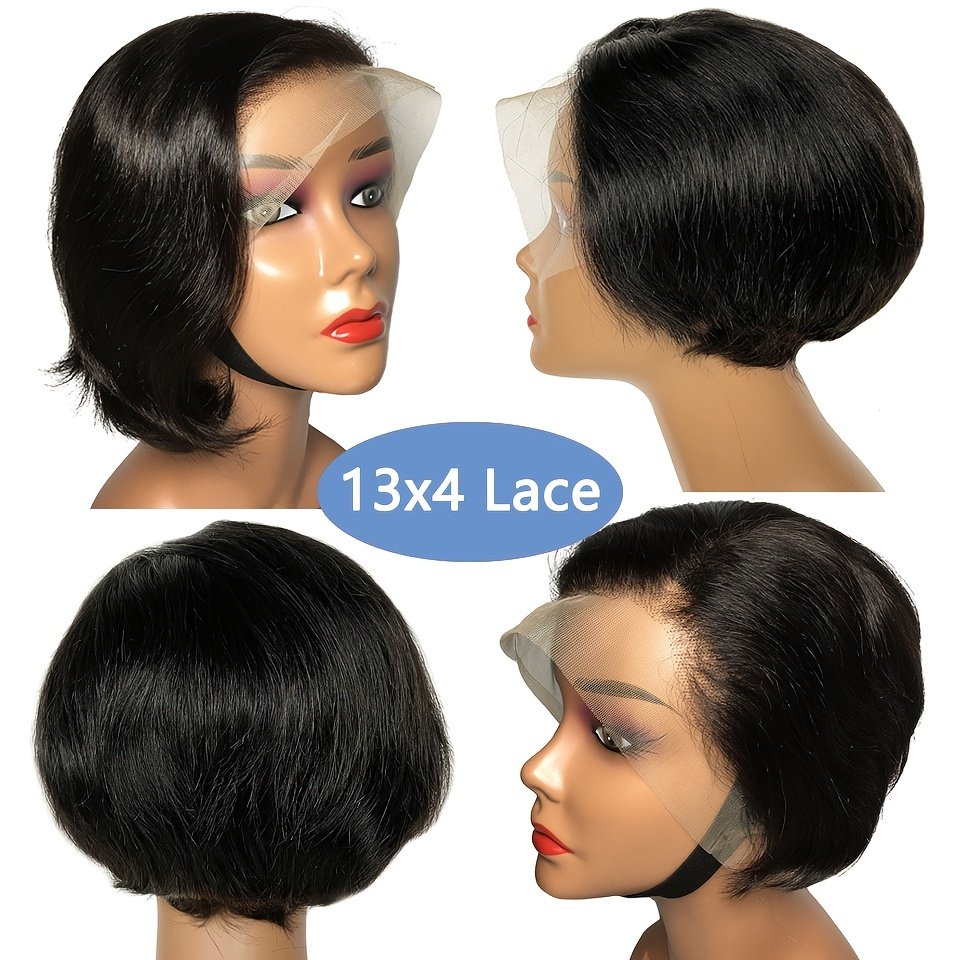 Hot selling Short Bob Pixie Cut Wig Lace Frontal Straight Transparent Lace Front Human Hair Wigs For Black Women
