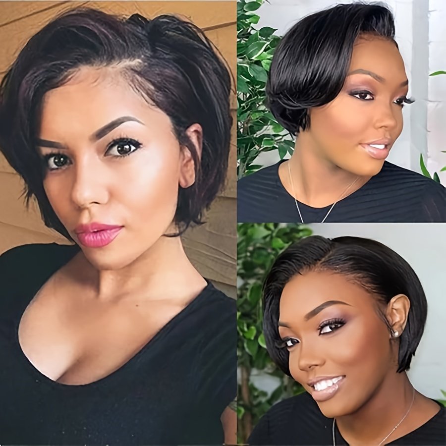 Hot selling Short Bob Pixie Cut Wig Lace Frontal Straight Transparent Lace Front Human Hair Wigs For Black Women