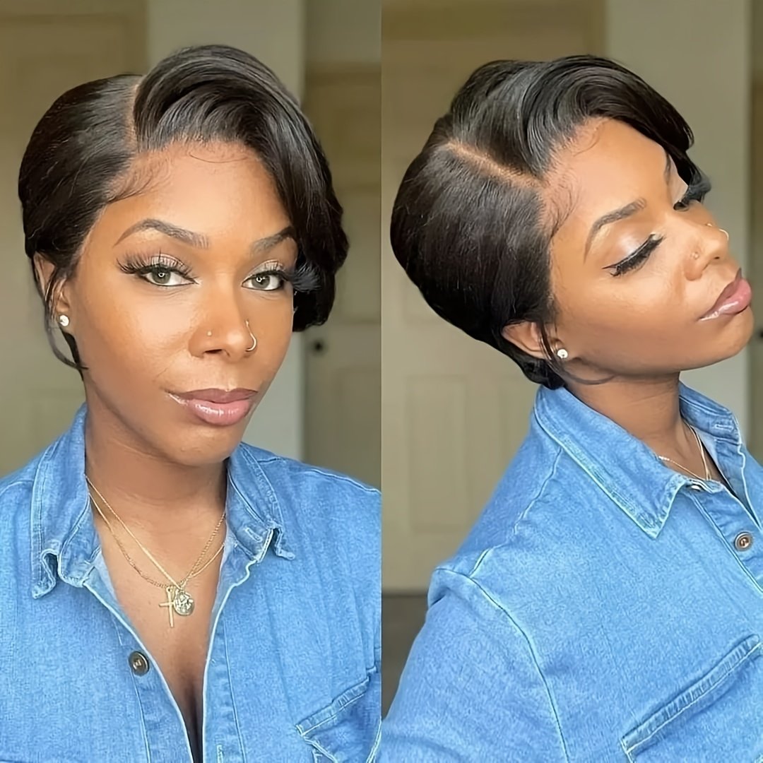 Hot selling Short Bob Pixie Cut Wig Lace Frontal Straight Transparent Lace Front Human Hair Wigs For Black Women