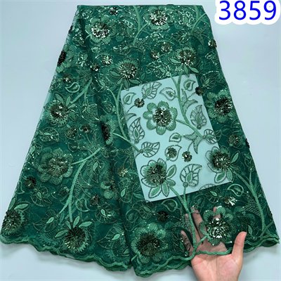 African Tulle Mesh Lace Fabric 5 Yards French Embroidery Net Lace with Sequins for Nigerian Bridal Wedding Dress 3859